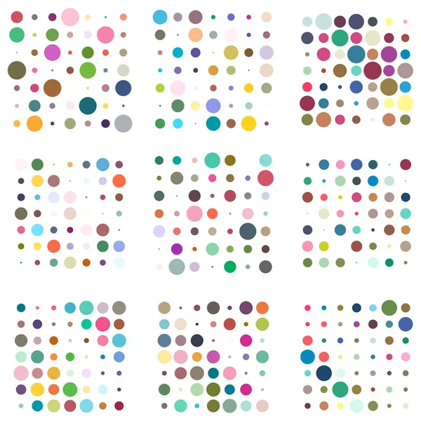 7X7 Circles Dots Variation Design Dotted Speckles Freckles Circles Grid — Stock Vector