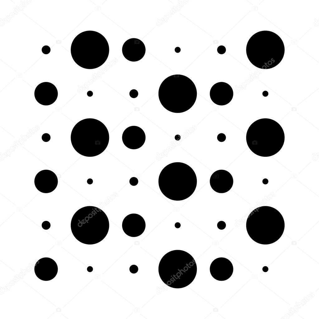 6x6 circles dots variation design. Dotted speckles, freckles. Circles grid and mesh
