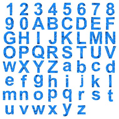 Tam İngiliz alfabesi - ABC düşük ve büyük harfli çatlak, kırık, parçalanma etkisi 