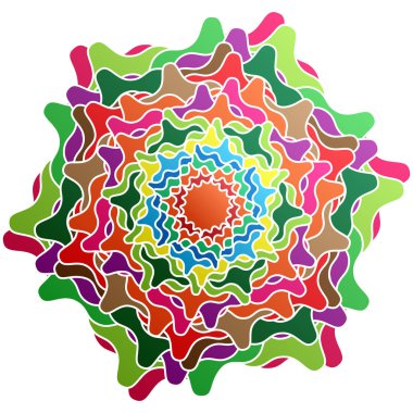 Renkli motifler, soyut şekiller vektör. Dairesel desen elemanları. Geometrik sanat vektör çizimi. Basit, basit mandalalar.