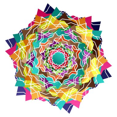 Renkli motifler, soyut şekiller vektör. Dairesel desen elemanları. Geometrik sanat vektör çizimi. Basit, basit mandalalar.
