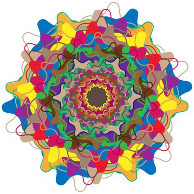 Renkli motifler, soyut şekiller vektör. Dairesel desen elemanları. Geometrik sanat vektör çizimi. Basit, basit mandalalar.