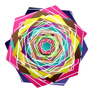 Renkli motifler, soyut şekiller vektör. Dairesel desen elemanları. Geometrik sanat vektör çizimi. Basit, basit mandalalar.