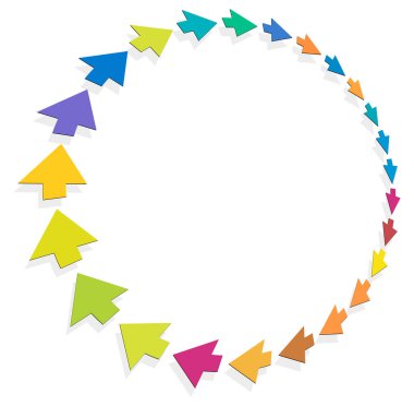 döngü ve döngüsel oklar. Dairesel, konsantre ve radyal imleç, vektör illüstrasyonu. Yeniden gözden geçirme, yenilenme veya senkronizasyon konsepti, süreç, ilerleme ve yeniden yükleme, konsepti gözden geçirme