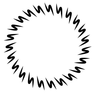 Soyut siyah-beyaz dairesel, daire şeklinde, mandala-motif klip-sanat, tasarım elementi. Radikal, yayıcı, eşmerkezli mandala, motif tasarım elementi. Geometrik dairesel dekorasyon, süsleme vektörü çizimi