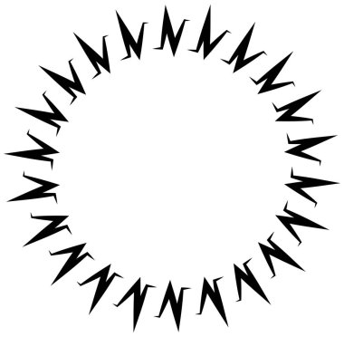 Soyut siyah-beyaz dairesel, daire şeklinde, mandala-motif klip-sanat, tasarım elementi. Radikal, yayıcı, eşmerkezli mandala, motif tasarım elementi. Geometrik dairesel dekorasyon, süsleme vektörü çizimi