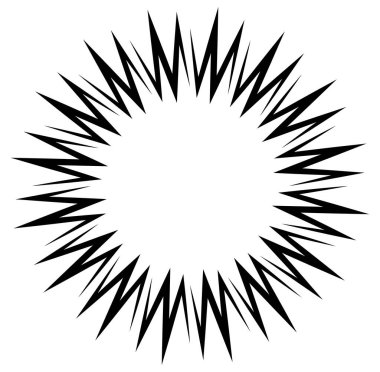 Soyut siyah-beyaz dairesel, daire şeklinde, mandala-motif klip-sanat, tasarım elementi. Radikal, yayıcı, eşmerkezli mandala, motif tasarım elementi. Geometrik dairesel dekorasyon, süsleme vektörü çizimi