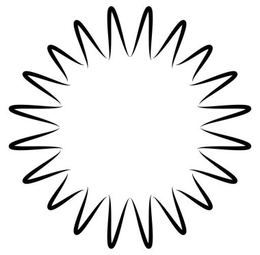 Soyut siyah-beyaz dairesel, daire şeklinde, mandala-motif klip-sanat, tasarım elementi. Radikal, yayıcı, eşmerkezli mandala, motif tasarım elementi. Geometrik dairesel dekorasyon, süsleme vektörü çizimi