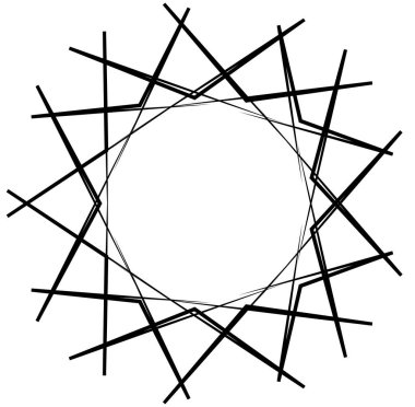 Soyut siyah-beyaz dairesel, daire şeklinde, mandala-motif klip-sanat, tasarım elementi. Radikal, yayıcı, eşmerkezli mandala, motif tasarım elementi. Geometrik dairesel dekorasyon, süsleme vektörü çizimi