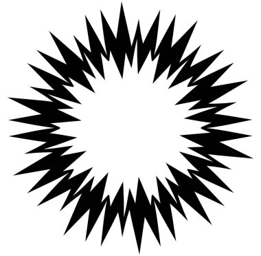 Soyut siyah-beyaz dairesel, daire şeklinde, mandala-motif klip-sanat, tasarım elementi. Radikal, yayıcı, eşmerkezli mandala, motif tasarım elementi. Geometrik dairesel dekorasyon, süsleme vektörü çizimi