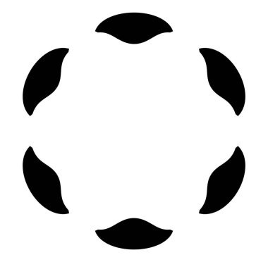 Soyut siyah-beyaz dairesel, daire şeklinde, mandala-motif klip-sanat, tasarım elementi. Radikal, yayıcı, eşmerkezli mandala, motif tasarım elementi. Geometrik dairesel dekorasyon, süsleme vektörü çizimi