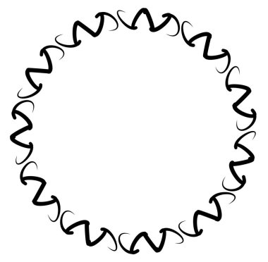 Soyut siyah-beyaz dairesel, daire şeklinde, mandala-motif klip-sanat, tasarım elementi. Radikal, yayıcı, eşmerkezli mandala, motif tasarım elementi. Geometrik dairesel dekorasyon, süsleme vektörü çizimi