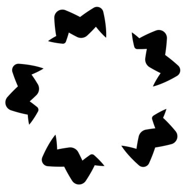 Soyut siyah-beyaz dairesel, daire şeklinde, mandala-motif klip-sanat, tasarım elementi. Radikal, yayıcı, eşmerkezli mandala, motif tasarım elementi. Geometrik dairesel dekorasyon, süsleme vektörü çizimi