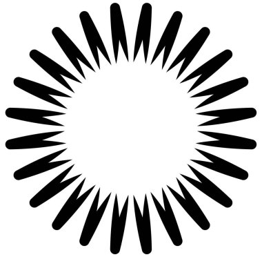 Soyut siyah-beyaz dairesel, daire şeklinde, mandala-motif klip-sanat, tasarım elementi. Radikal, yayıcı, eşmerkezli mandala, motif tasarım elementi. Geometrik dairesel dekorasyon, süsleme vektörü çizimi