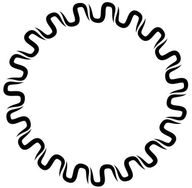 Soyut siyah-beyaz dairesel, daire şeklinde, mandala-motif klip-sanat, tasarım elementi. Radikal, yayıcı, eşmerkezli mandala, motif tasarım elementi. Geometrik dairesel dekorasyon, süsleme vektörü çizimi