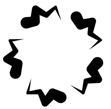 Soyut siyah-beyaz dairesel, daire şeklinde, mandala-motif klip-sanat, tasarım elementi. Radikal, yayıcı, eşmerkezli mandala, motif tasarım elementi. Geometrik dairesel dekorasyon, süsleme vektörü çizimi