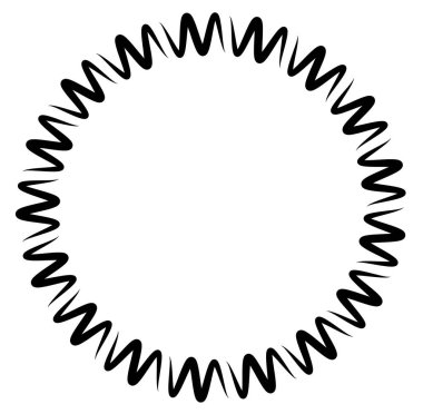 Soyut siyah-beyaz dairesel, daire şeklinde, mandala-motif klip-sanat, tasarım elementi. Radikal, yayıcı, eşmerkezli mandala, motif tasarım elementi. Geometrik dairesel dekorasyon, süsleme vektörü çizimi