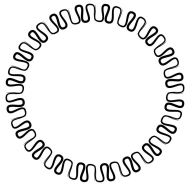 Soyut siyah-beyaz dairesel, daire şeklinde, mandala-motif klip-sanat, tasarım elementi. Radikal, yayıcı, eşmerkezli mandala, motif tasarım elementi. Geometrik dairesel dekorasyon, süsleme vektörü çizimi