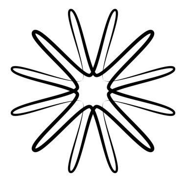 Soyut siyah-beyaz dairesel, daire şeklinde, mandala-motif klip-sanat, tasarım elementi. Radikal, yayıcı, eşmerkezli mandala, motif tasarım elementi. Geometrik dairesel dekorasyon, süsleme vektörü çizimi