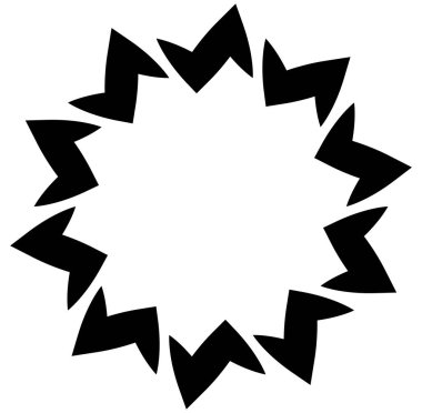 Soyut siyah-beyaz dairesel, daire şeklinde, mandala-motif klip-sanat, tasarım elementi. Radikal, yayıcı, eşmerkezli mandala, motif tasarım elementi. Geometrik dairesel dekorasyon, süsleme vektörü çizimi