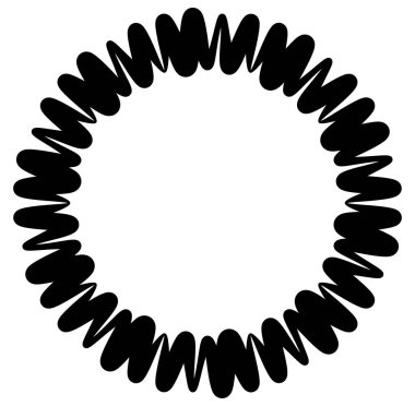 Soyut siyah-beyaz dairesel, daire şeklinde, mandala-motif klip-sanat, tasarım elementi. Radikal, yayıcı, eşmerkezli mandala, motif tasarım elementi. Geometrik dairesel dekorasyon, süsleme vektörü çizimi