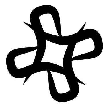 Soyut siyah-beyaz dairesel, daire şeklinde, mandala-motif klip-sanat, tasarım elementi. Radikal, yayıcı, eşmerkezli mandala, motif tasarım elementi. Geometrik dairesel dekorasyon, süsleme vektörü çizimi