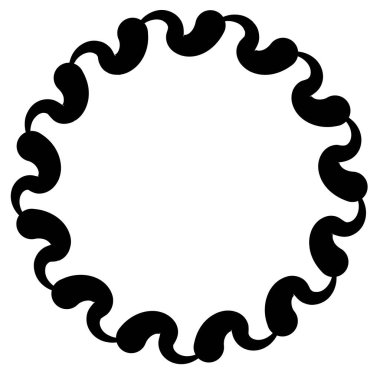 Soyut siyah-beyaz dairesel, daire şeklinde, mandala-motif klip-sanat, tasarım elementi. Radikal, yayıcı, eşmerkezli mandala, motif tasarım elementi. Geometrik dairesel dekorasyon, süsleme vektörü çizimi