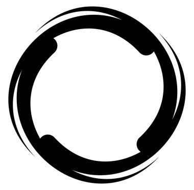 Soyut siyah-beyaz dairesel, daire şeklinde, mandala-motif klip-sanat, tasarım elementi. Radikal, yayıcı, eşmerkezli mandala, motif tasarım elementi. Geometrik dairesel dekorasyon, süsleme vektörü çizimi