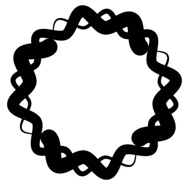 Soyut siyah-beyaz dairesel, daire şeklinde, mandala-motif klip-sanat, tasarım elementi. Radikal, yayıcı, eşmerkezli mandala, motif tasarım elementi. Geometrik dairesel dekorasyon, süsleme vektörü çizimi