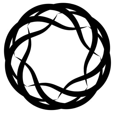 Soyut siyah-beyaz dairesel, daire şeklinde, mandala-motif klip-sanat, tasarım elementi. Radikal, yayıcı, eşmerkezli mandala, motif tasarım elementi. Geometrik dairesel dekorasyon, süsleme vektörü çizimi