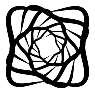 Soyut siyah-beyaz dairesel, daire şeklinde, mandala-motif klip-sanat, tasarım elementi. Radikal, yayıcı, eşmerkezli mandala, motif tasarım elementi. Geometrik dairesel dekorasyon, süsleme vektörü çizimi