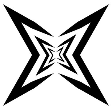 Soyut siyah-beyaz dairesel, daire şeklinde, mandala-motif klip-sanat, tasarım elementi. Radikal, yayıcı, eşmerkezli mandala, motif tasarım elementi. Geometrik dairesel dekorasyon, süsleme vektörü çizimi