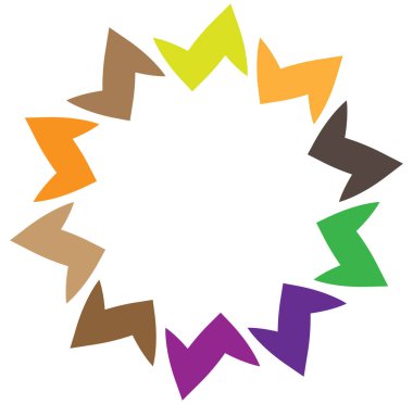 soyut renkli çok renkli dairesel, eşmerkezli ve radyal, yayılan mandala, motif klip- sanat, logo, sembol vektör çizimi