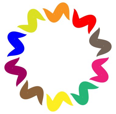 soyut renkli çok renkli dairesel, eşmerkezli ve radyal, yayılan mandala, motif klip- sanat, logo, sembol vektör çizimi