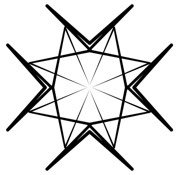 Abstract Black White Circular Circle Mandala Motif Clip Art Design — Stock Vector