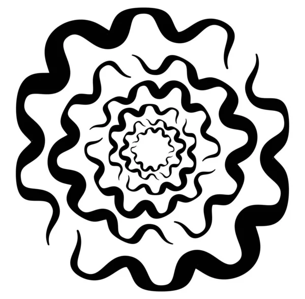 Abstrato Preto Branco Circular Círculo Mandala Motivo Clip Art Elemento — Vetor de Stock