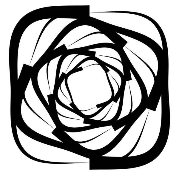 Abstraktes Schwarzweißes Kreisförmiges Kreisförmiges Mandala Motiv Clip Art Gestaltungselement Radiales — Stockvektor