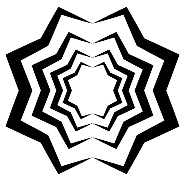 Abstrait Noir Blanc Circulaire Cercle Mandala Motif Clip Art Élément — Image vectorielle