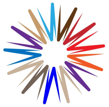 soyut renkli çok renkli dairesel, eşmerkezli ve radyal, yayılan mandala, motif klip- sanat, logo, sembol vektör çizimi