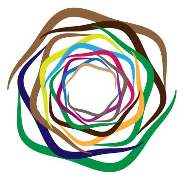 soyut renkli çok renkli dairesel, eşmerkezli ve radyal, yayılan mandala, motif klip- sanat, logo, sembol vektör çizimi