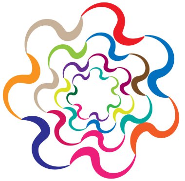 soyut renkli çok renkli dairesel, eşmerkezli ve radyal, yayılan mandala, motif klip- sanat, logo, sembol vektör çizimi