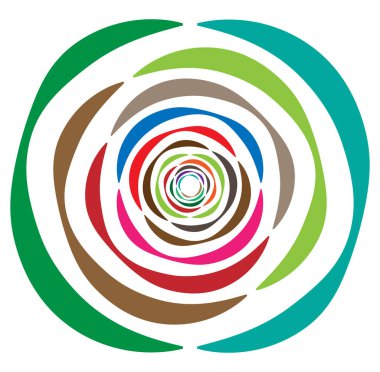 soyut renkli çok renkli dairesel, eşmerkezli ve radyal, yayılan mandala, motif klip- sanat, logo, sembol kümesi vektör çizimi