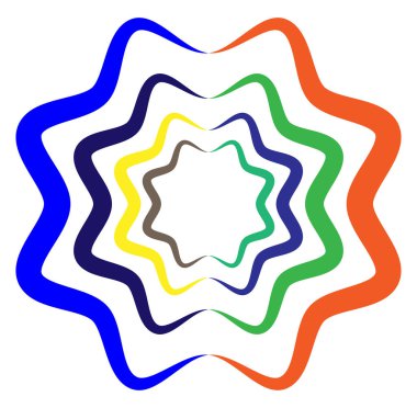 soyut renkli çok renkli dairesel, eşmerkezli ve radyal, yayılan mandala, motif klip- sanat, logo, sembol kümesi vektör çizimi