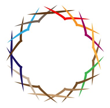 soyut renkli çok renkli dairesel, eşmerkezli ve radyal, yayılan mandala, motif klip- sanat, logo, sembol kümesi vektör çizimi