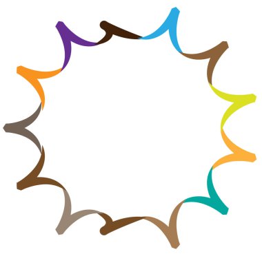 soyut renkli çok renkli dairesel, eşmerkezli ve radyal, yayılan mandala, motif klip- sanat, logo, sembol kümesi vektör çizimi