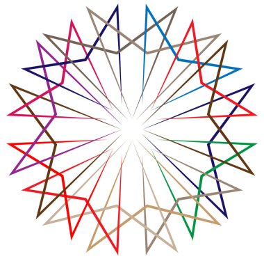 soyut çokrenkli dairesel, konsantre ve radyal mandala, motif klip- art, logo illüstrasyonu