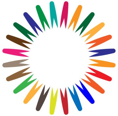 soyut çokrenkli dairesel, konsantre ve radyal mandala, motif klip- art, logo illüstrasyonu