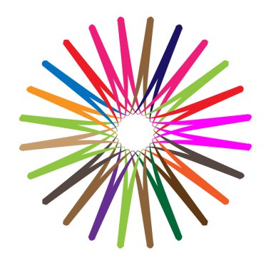 soyut çokrenkli dairesel, konsantre ve radyal mandala, motif klip- art, logo illüstrasyonu