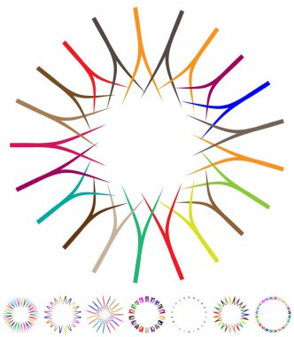 soyut çokrenkli dairesel, konsantre ve radyal mandala, motif klip- art, logo illüstrasyonu