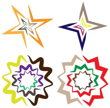 soyut renkli çok renkli dairesel, eşmerkezli ve radyal, yayılan mandala, motif klip- sanat, logo, sembol kümesi vektör çizimi